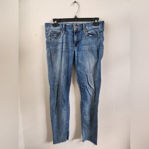 Mother Jeans Looker Ankle Fray Blue Medium Wash Denim Spreading Rumors Size 27